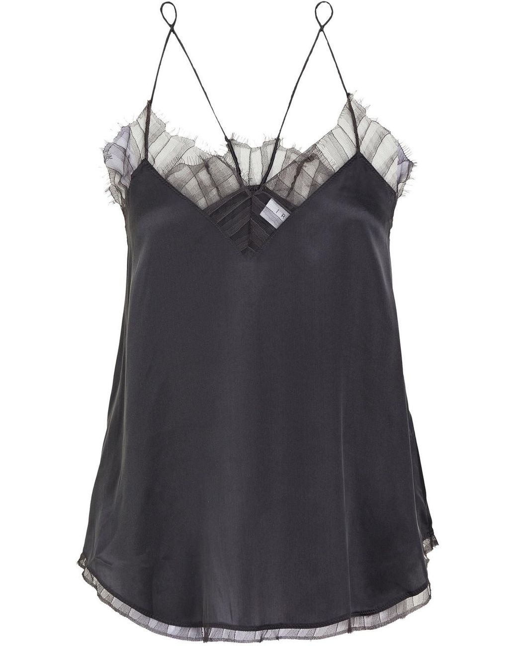 IRO Tulle-trimmed Washed Silk-satin Camisole in Grey | Lyst Canada