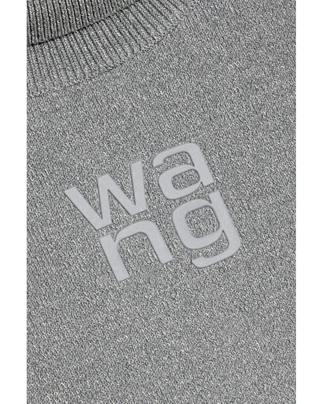 T By Alexander Wang Gray Logo-print Knitted Mini Dress