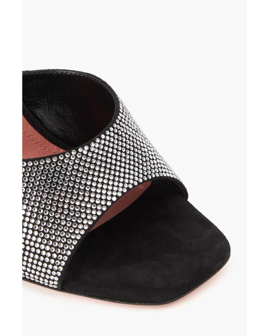 AMINA MUADDI Black Lupita Crystal-Embellished Suede Mules