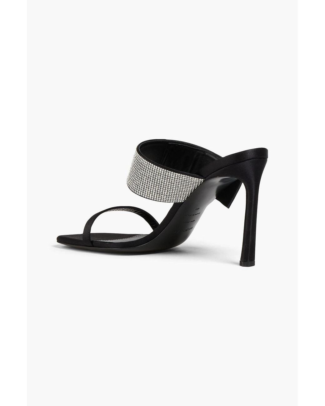 Sergio Rossi Black Crystal-embellished Satin Mules