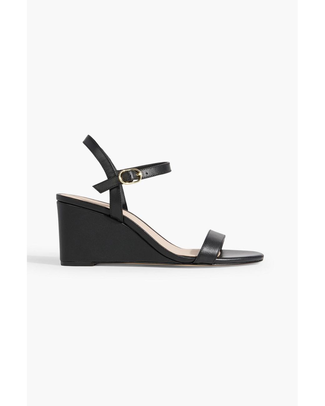 Stuart Weitzman Dancer 75 Leather Wedge Sandals in Black Lyst UK