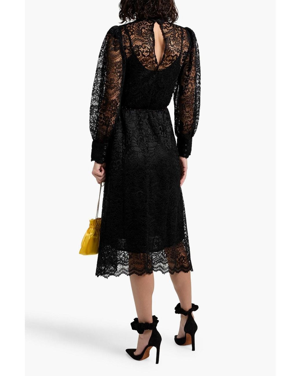 FARM Rio Corded Lace Midi Dress in Black | Lyst