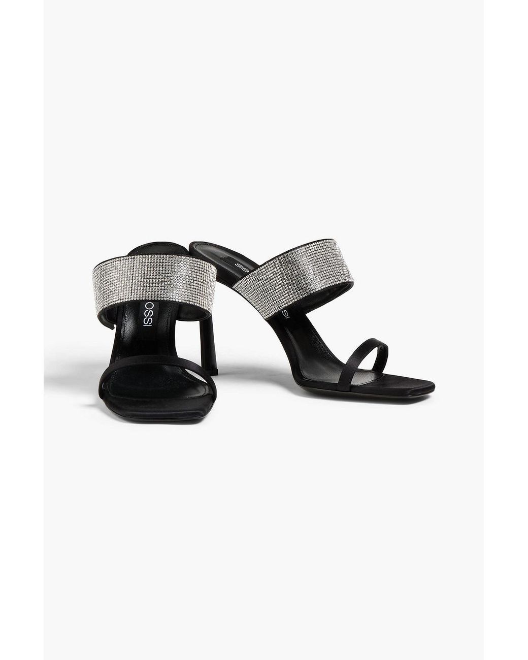Sergio Rossi Black Crystal-embellished Satin Mules
