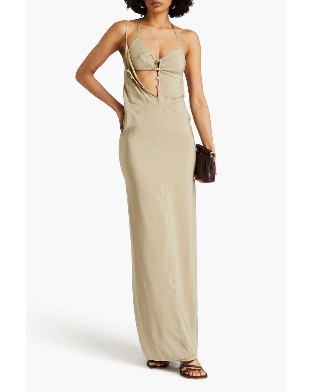 Jacquemus Goccia Cutout Crepe De Chine Maxi Dress in Natural | Lyst