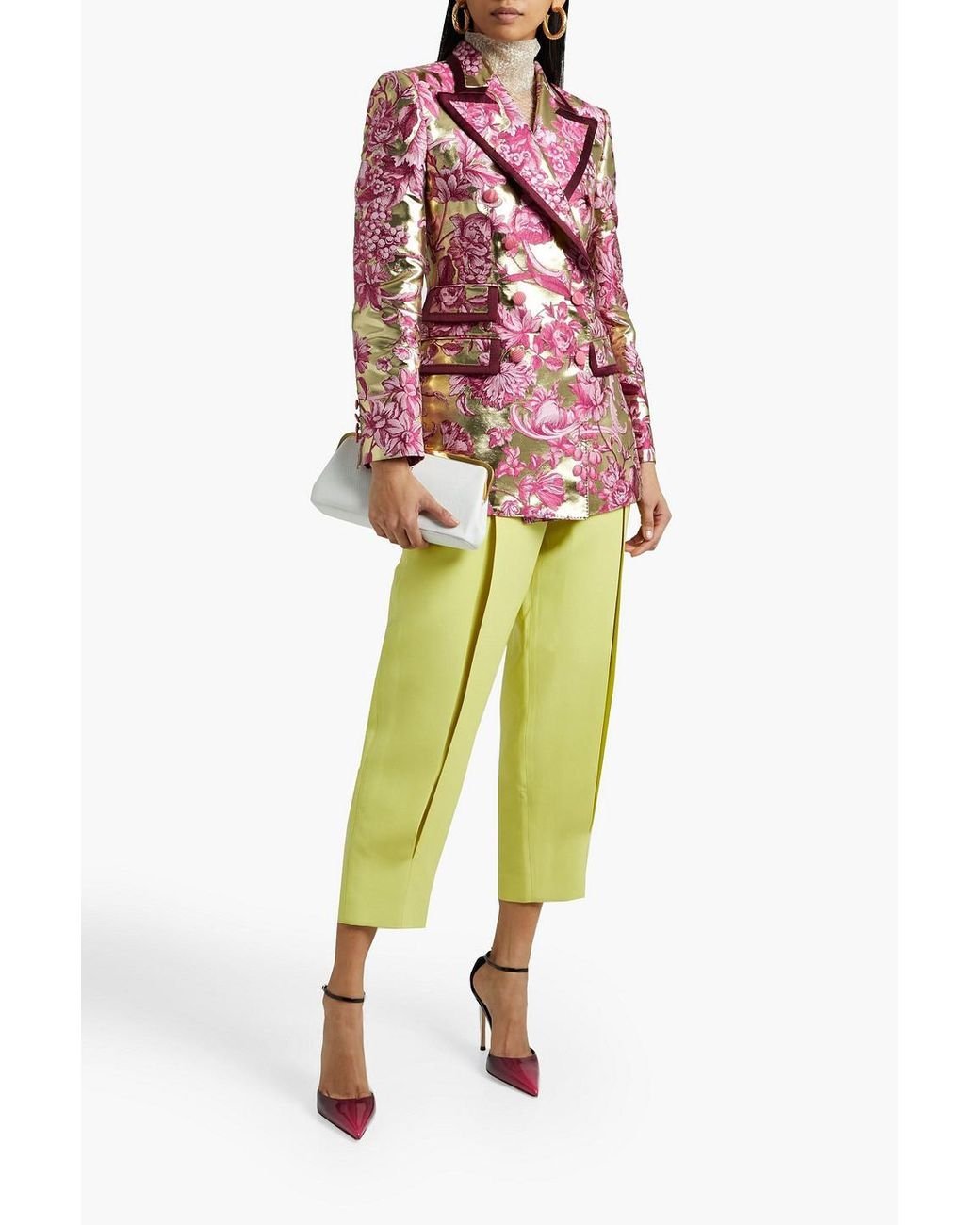 Dolce & Gabbana Synthetic Double-breasted Floral-jacquard Blazer 