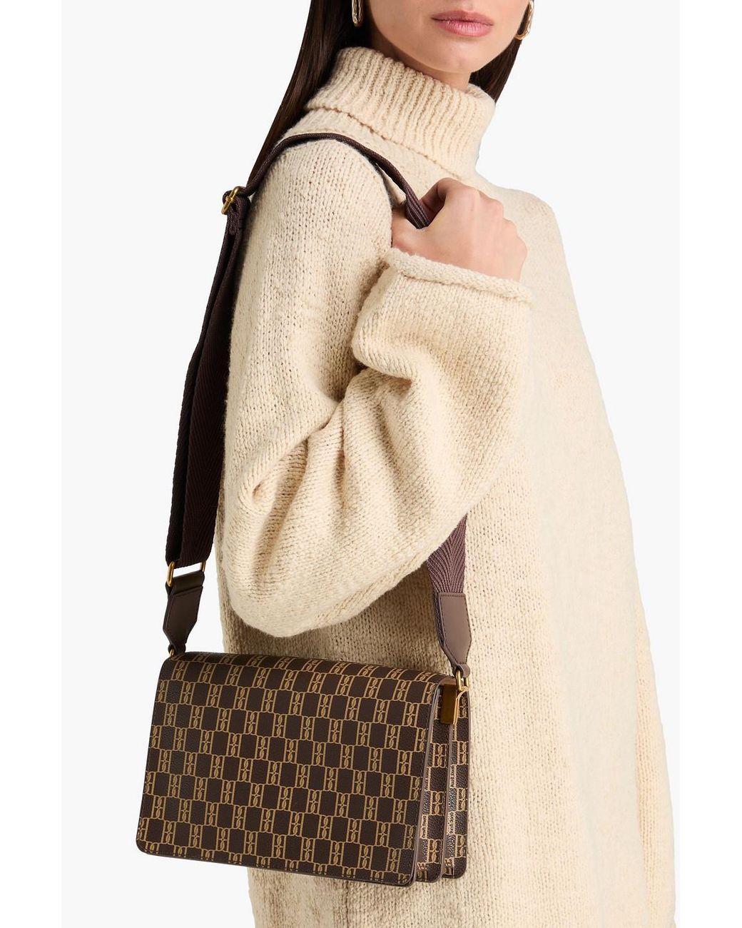 By Malene Birger Brown Loenna Printed Coated-Canvas Shoulder Bag