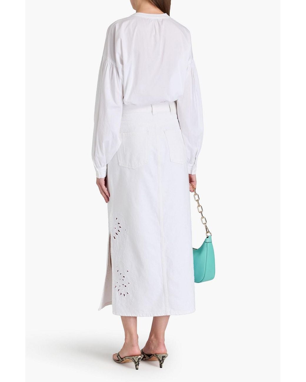 10 Crosby Derek Lam White Violet Denim Midi Skirt