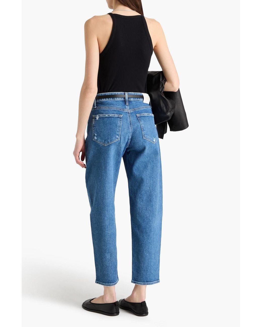 PAIGE Blue Alexis Faded High-Rise Barrel-Leg Jeans