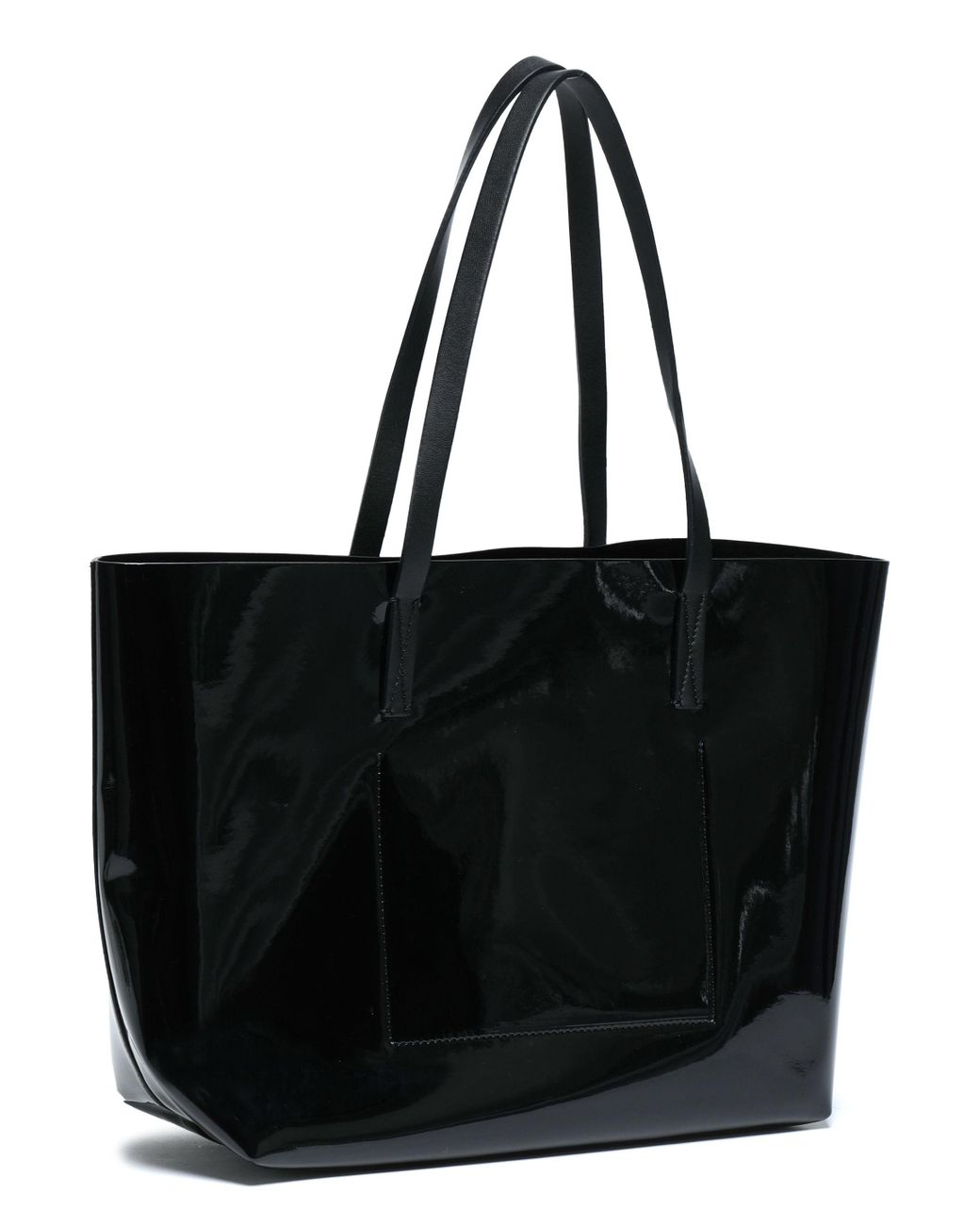 Black patent leather sales tote bag