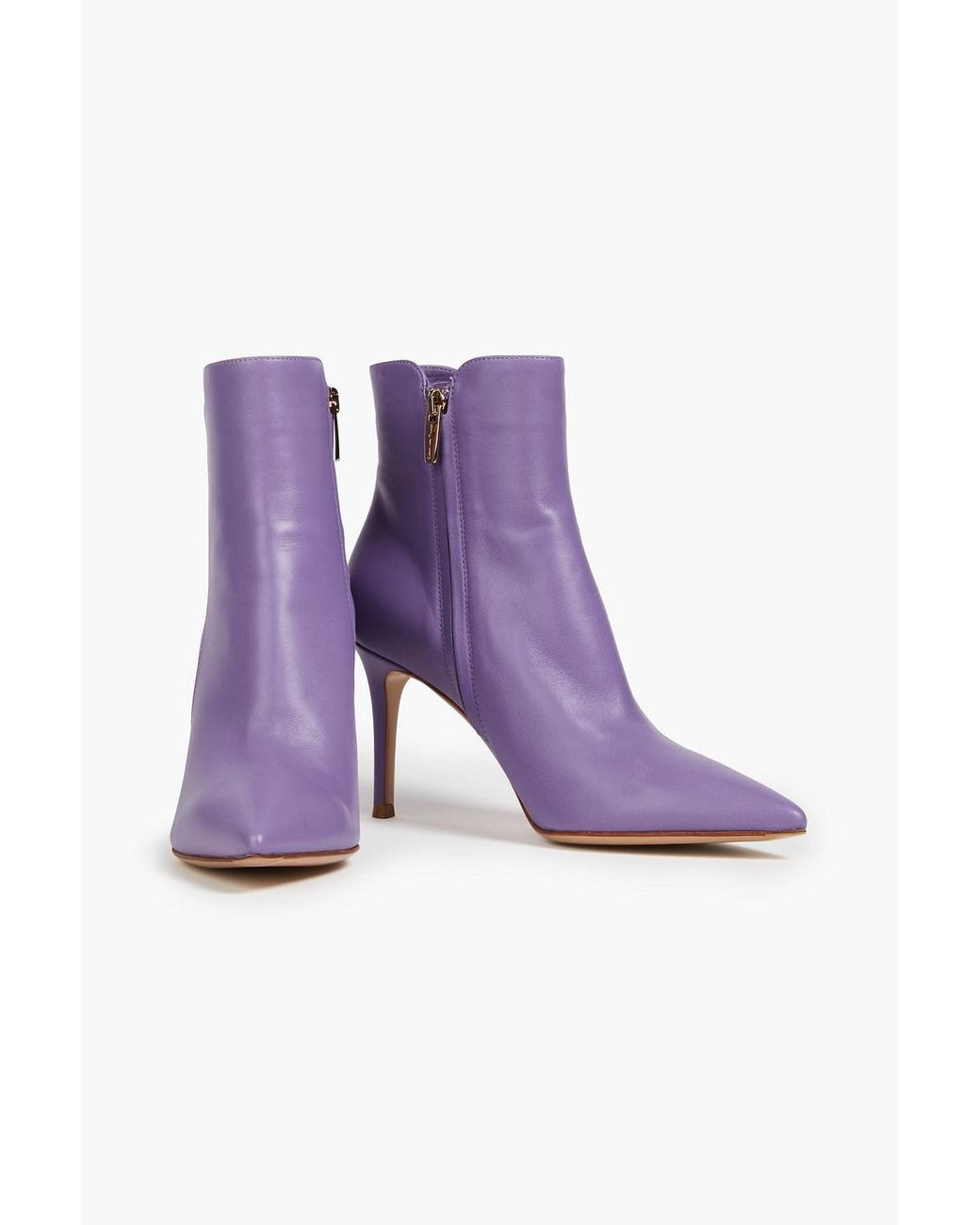 Gianvito Rossi Purple Levy Leather Ankle Boots