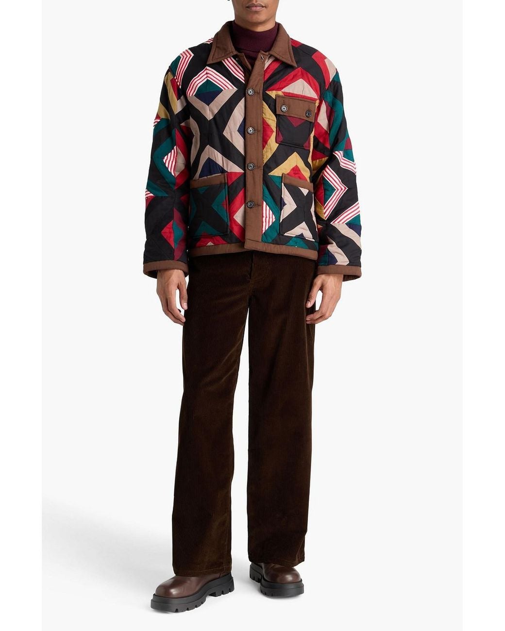 Bode Red Patchwork Cotton Jacket for men