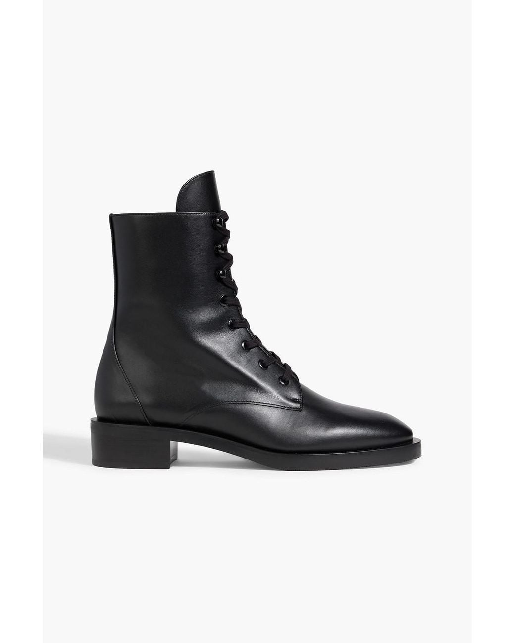 Stuart Weitzman Black Sondra Leather Combat Boots