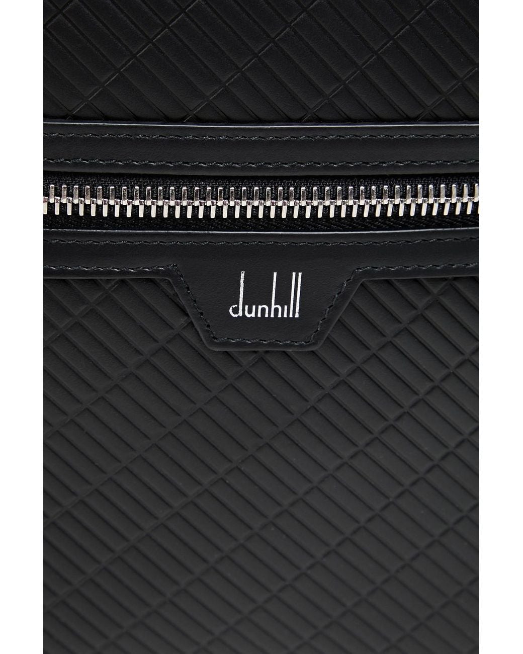 Dunhill Black Contour Embossed Leather Messenger Bag for men