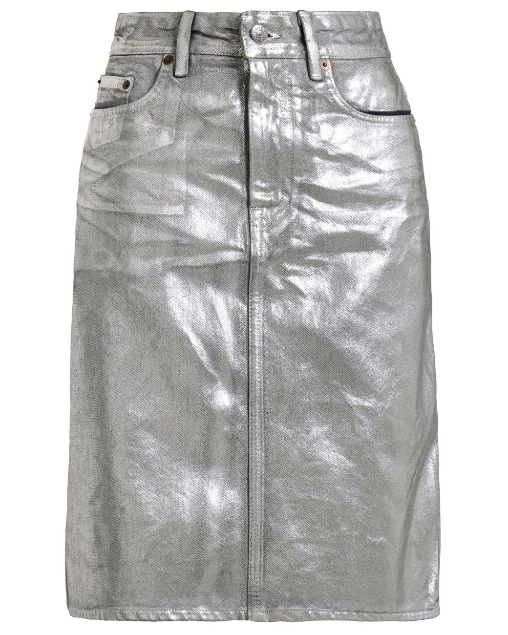 Metallic skirt denim top