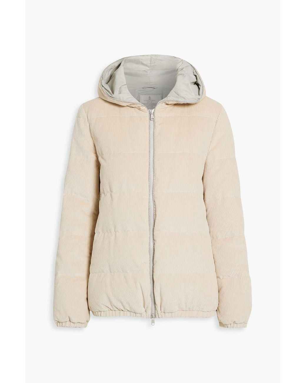 Brunello Cucinelli Quilted Cotton And Cashmereblend Corduroy Hooded Down Jacket in Natural Lyst