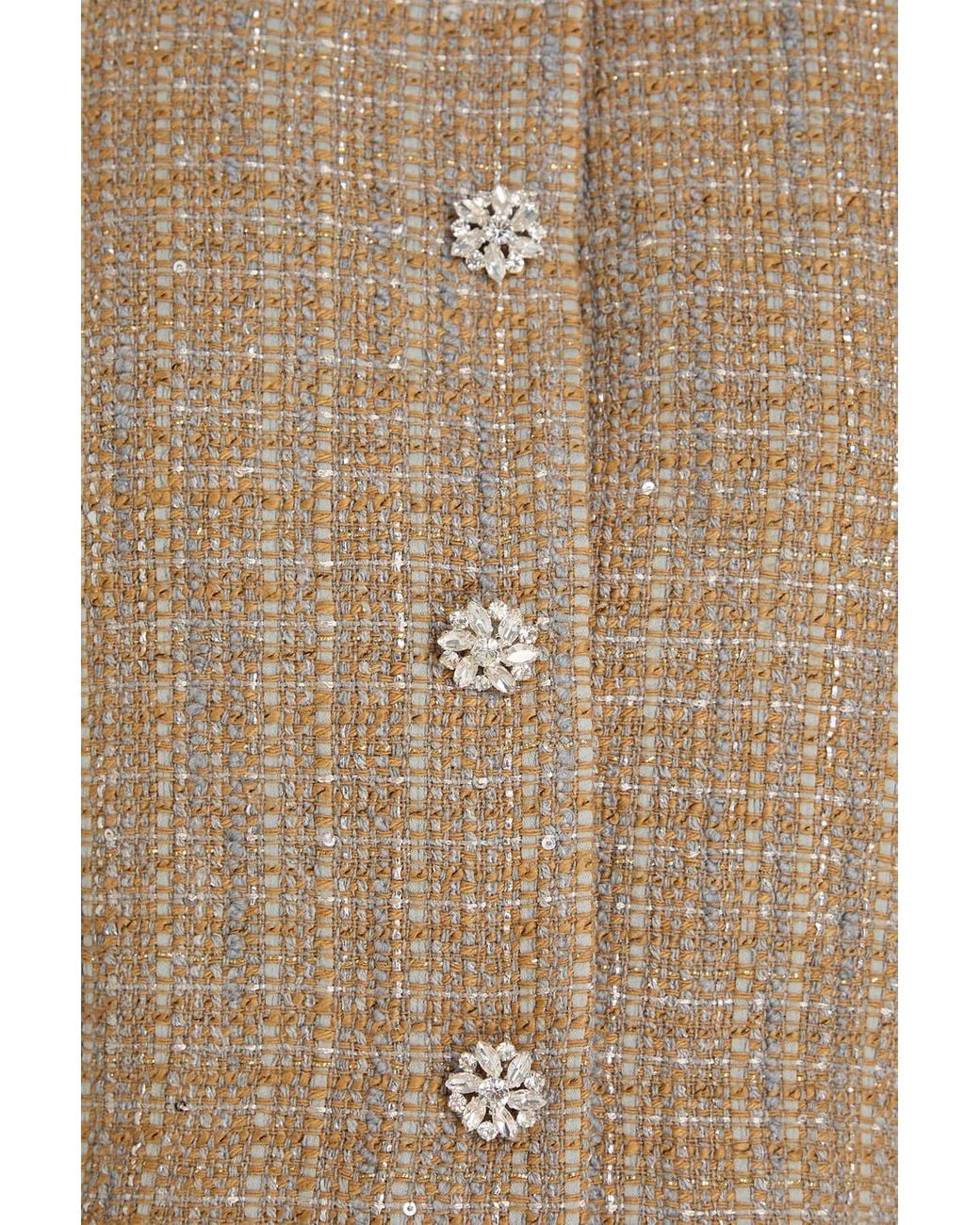 Sandro Natural Embellished Metallic Tweed Mini Dress