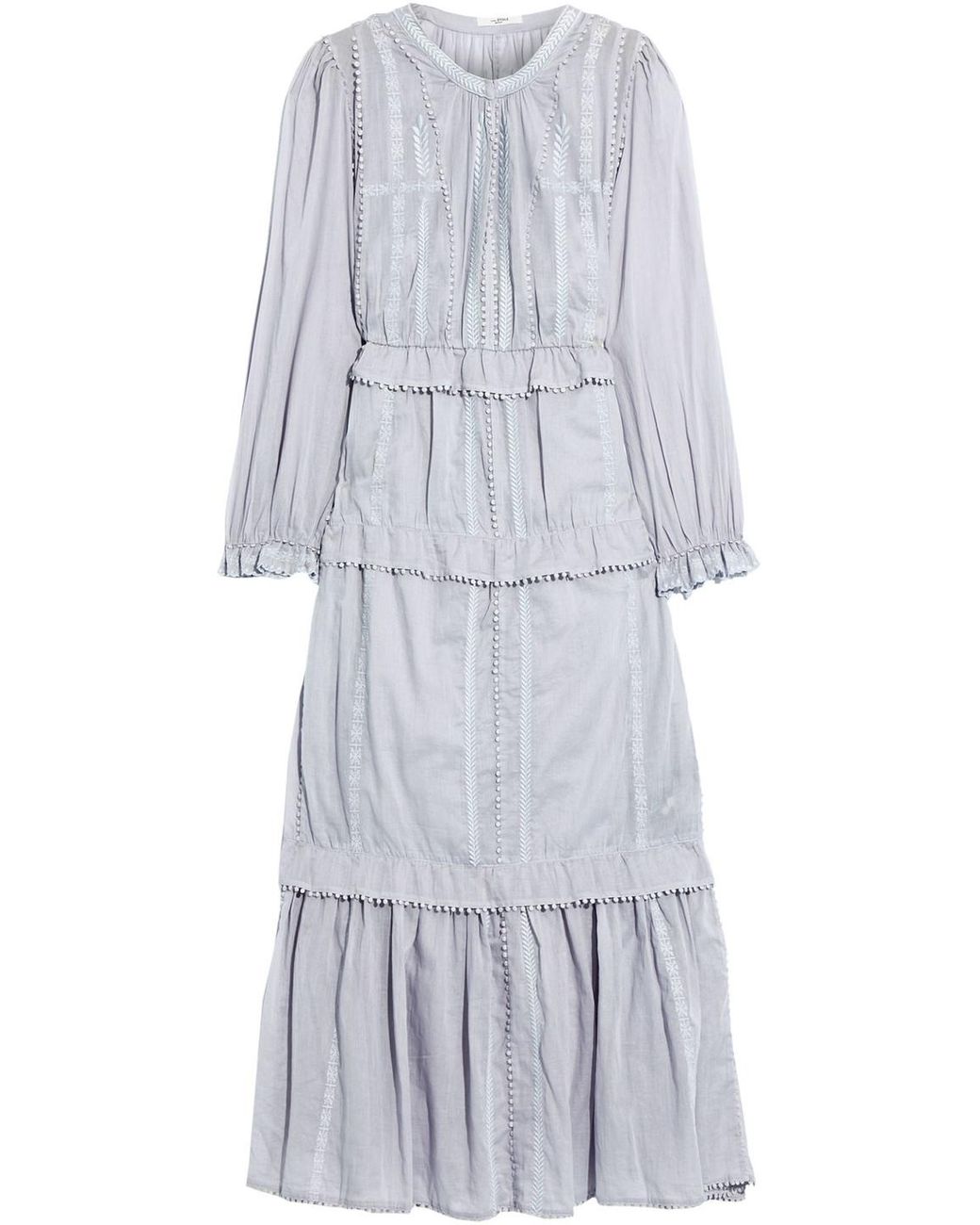 Étoile Isabel Marant Aboni Tiered Embroidered Cotton-voile Maxi Dress in  Blue | Lyst