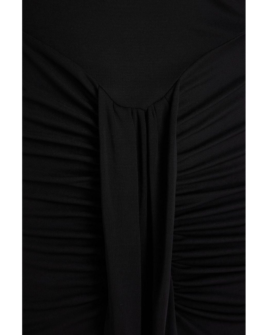 Staud Black Gres Draped Jersey Midi Dress