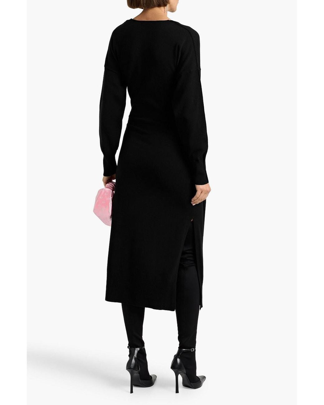 Jonathan Simkhai Black Skyla Wrap-effect Knitted Midi Dress