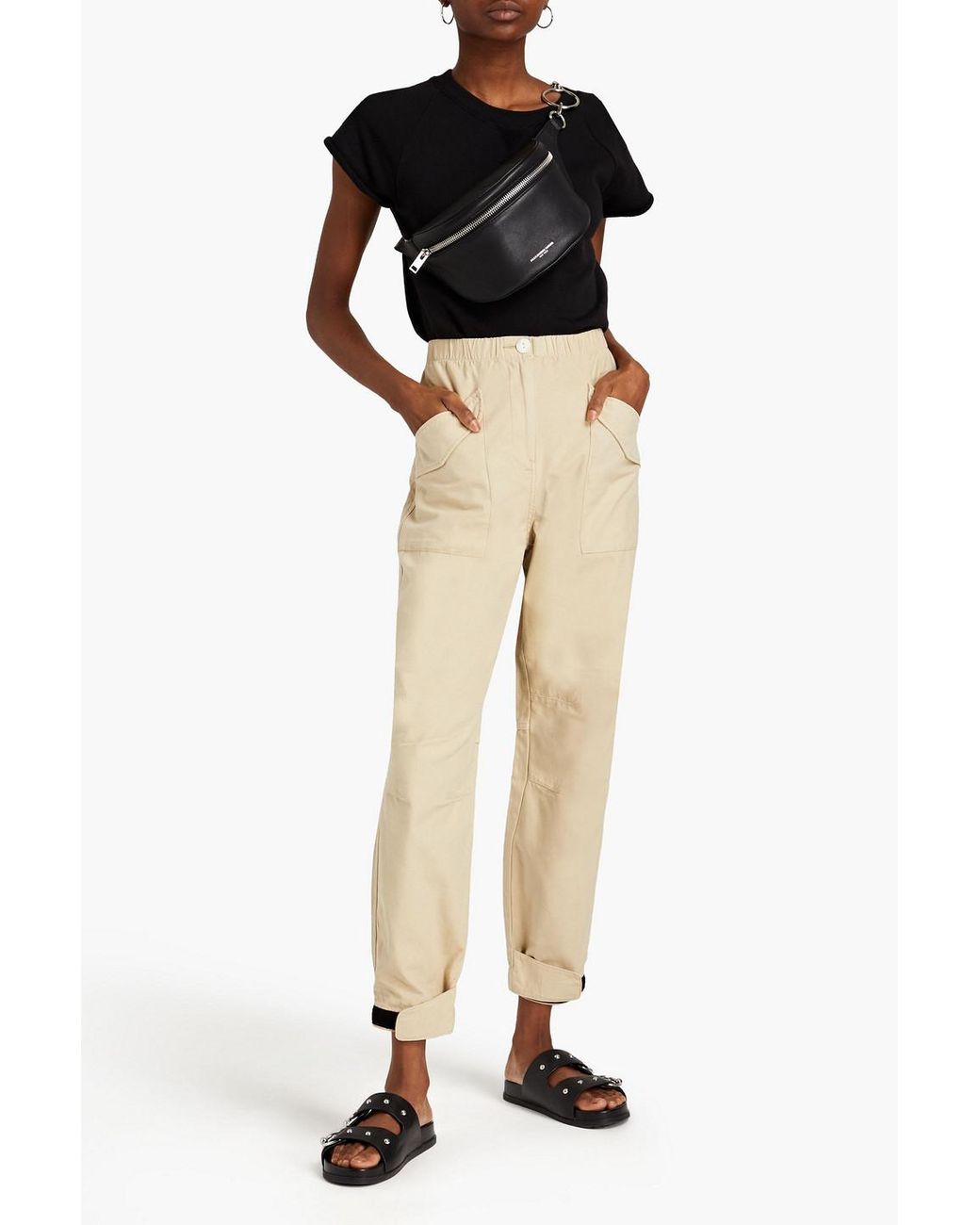 Rag & Bone Angela Cotton-canvas Tapered Pants in Natural | Lyst
