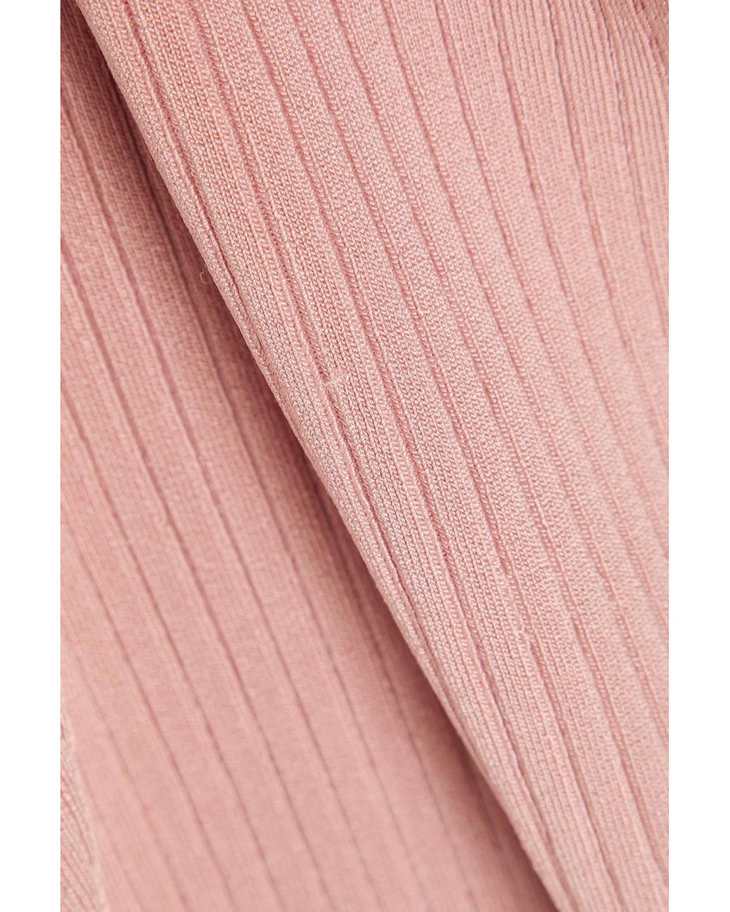 Veronica Beard Pink Acara Ribbed-knit Top