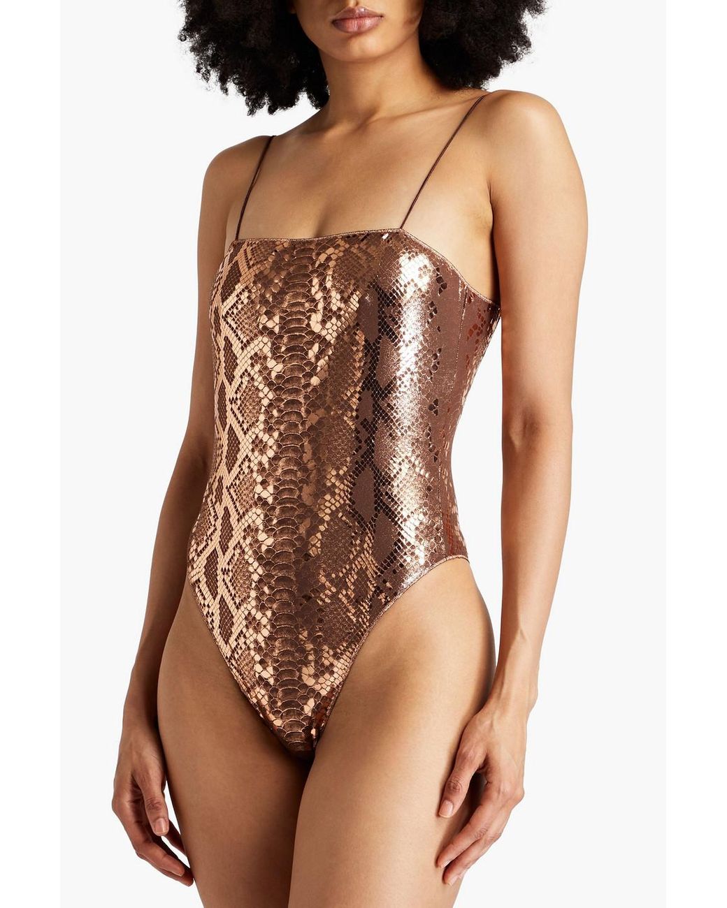 【OSEREE】python llic snake-print swimsuit oseree-Metallic-Python-Snake-