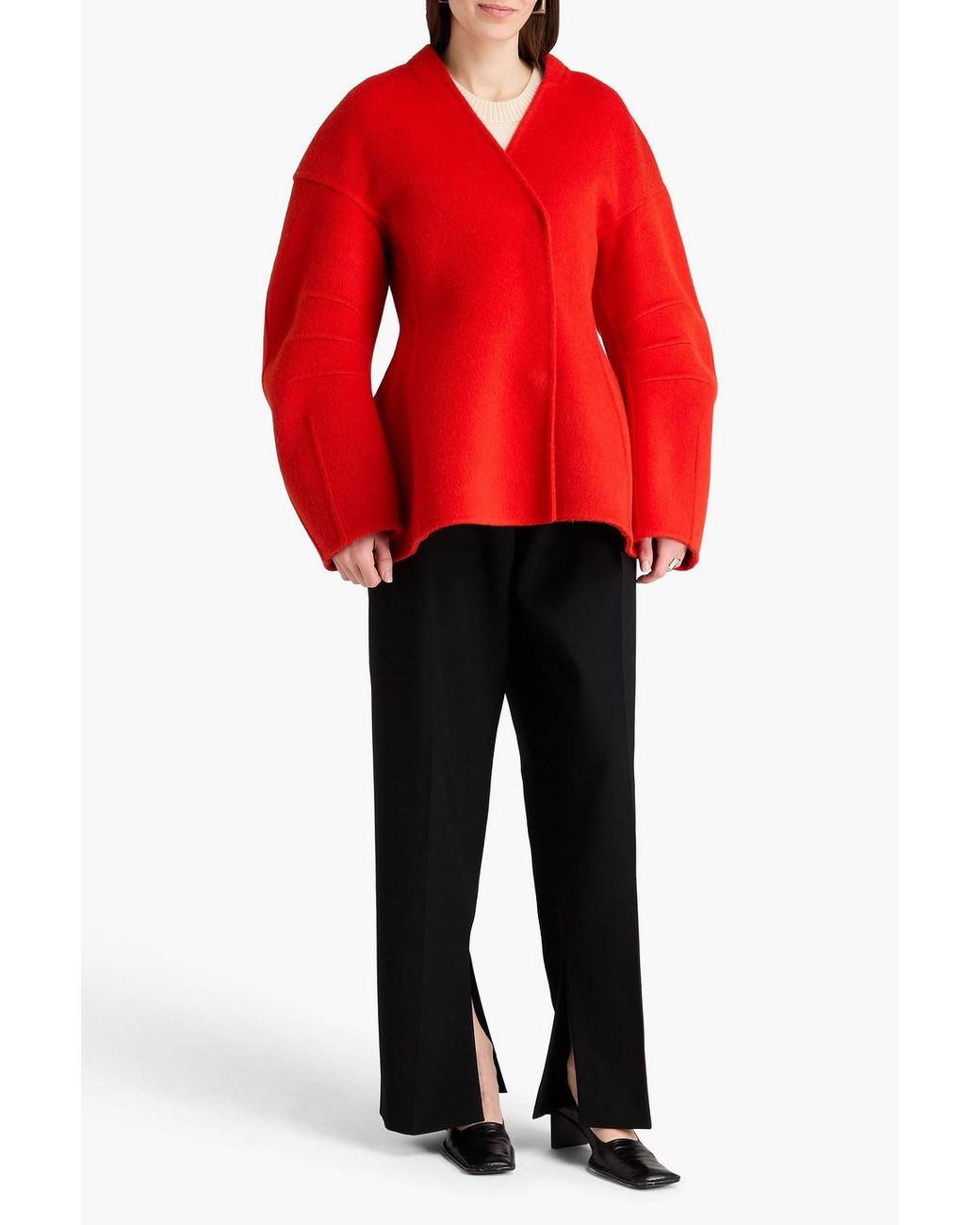 Jil Sander Red Alpaca-Blend Felt Coat