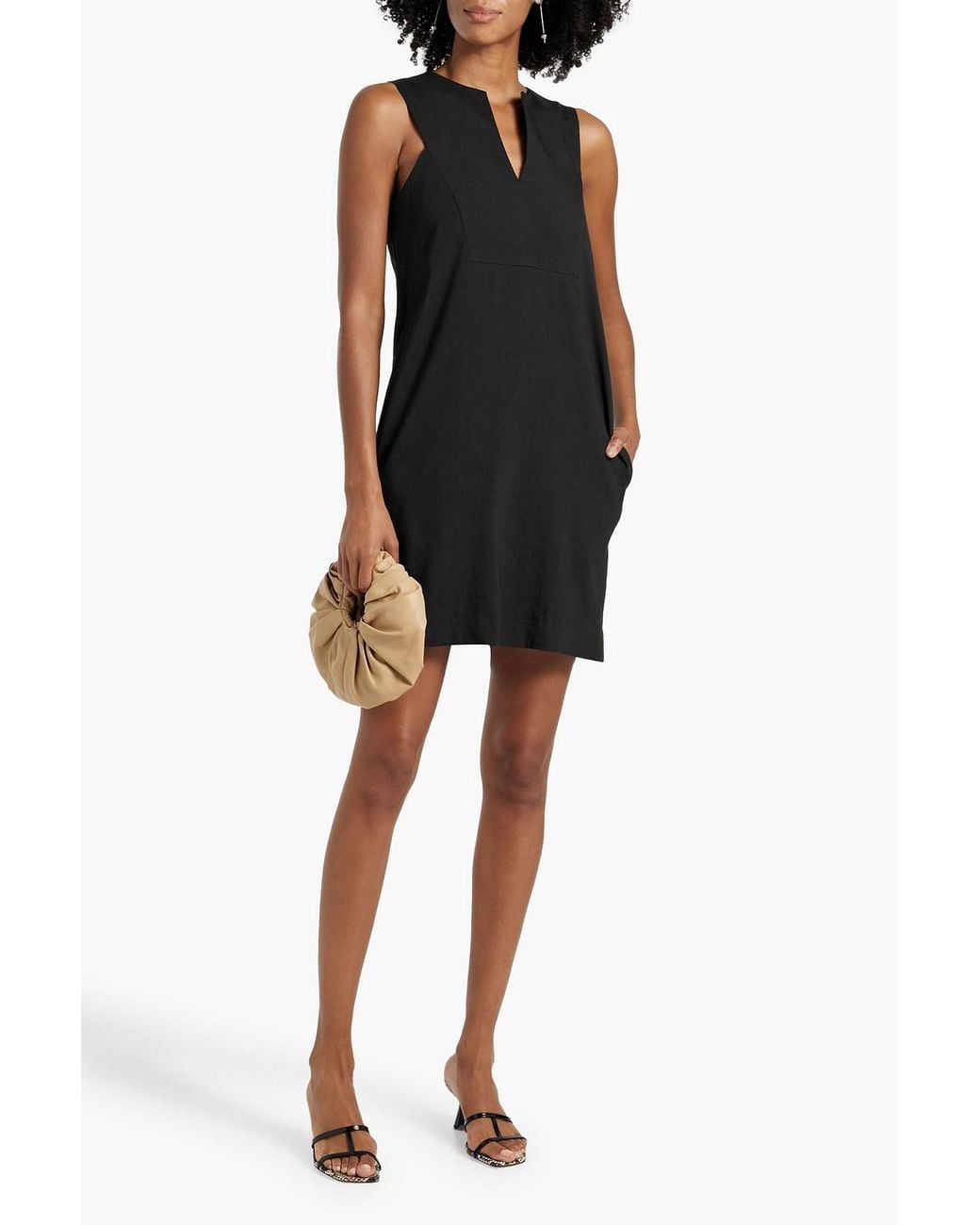 Theory Linen-blend Mini Dress in Black | Lyst Theory Linen-blend Mini Dress in Black | Lyst
