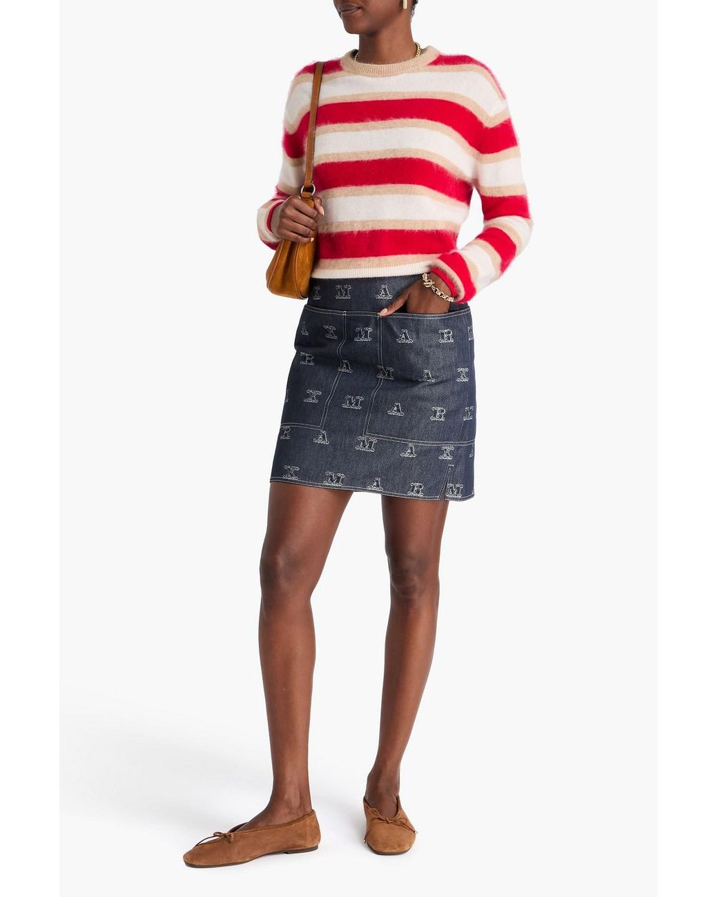 Max Mara Blue Zarelia Denim-Jacquard Mini Skirt
