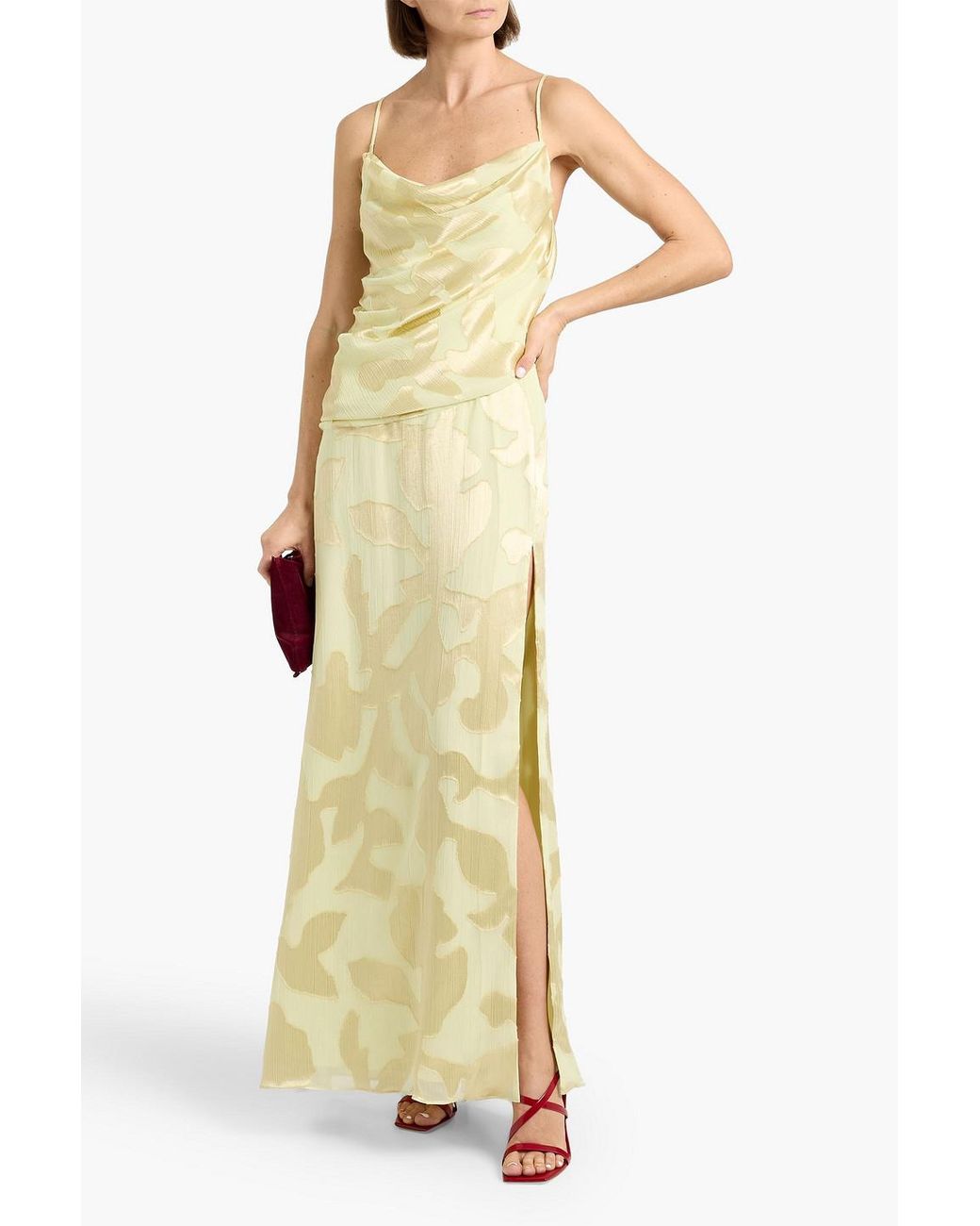 Jonathan Simkhai Metallic Jessa Draped Fil Coupé Maxi Dress