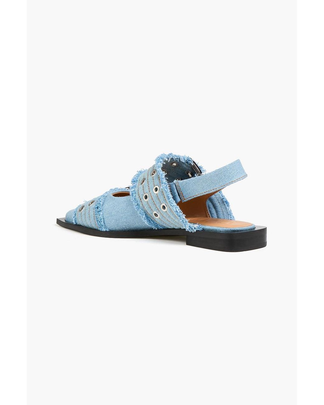 Ganni Blue Flache slingback-schuhe aus denim mit spitzer kappe und verzierung