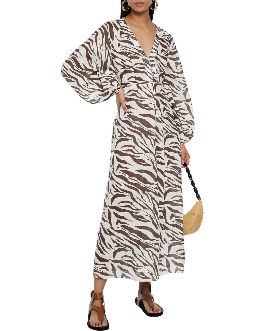 Zimmermann Fiesta Zebra-print Linen Maxi Dress | Lyst UK