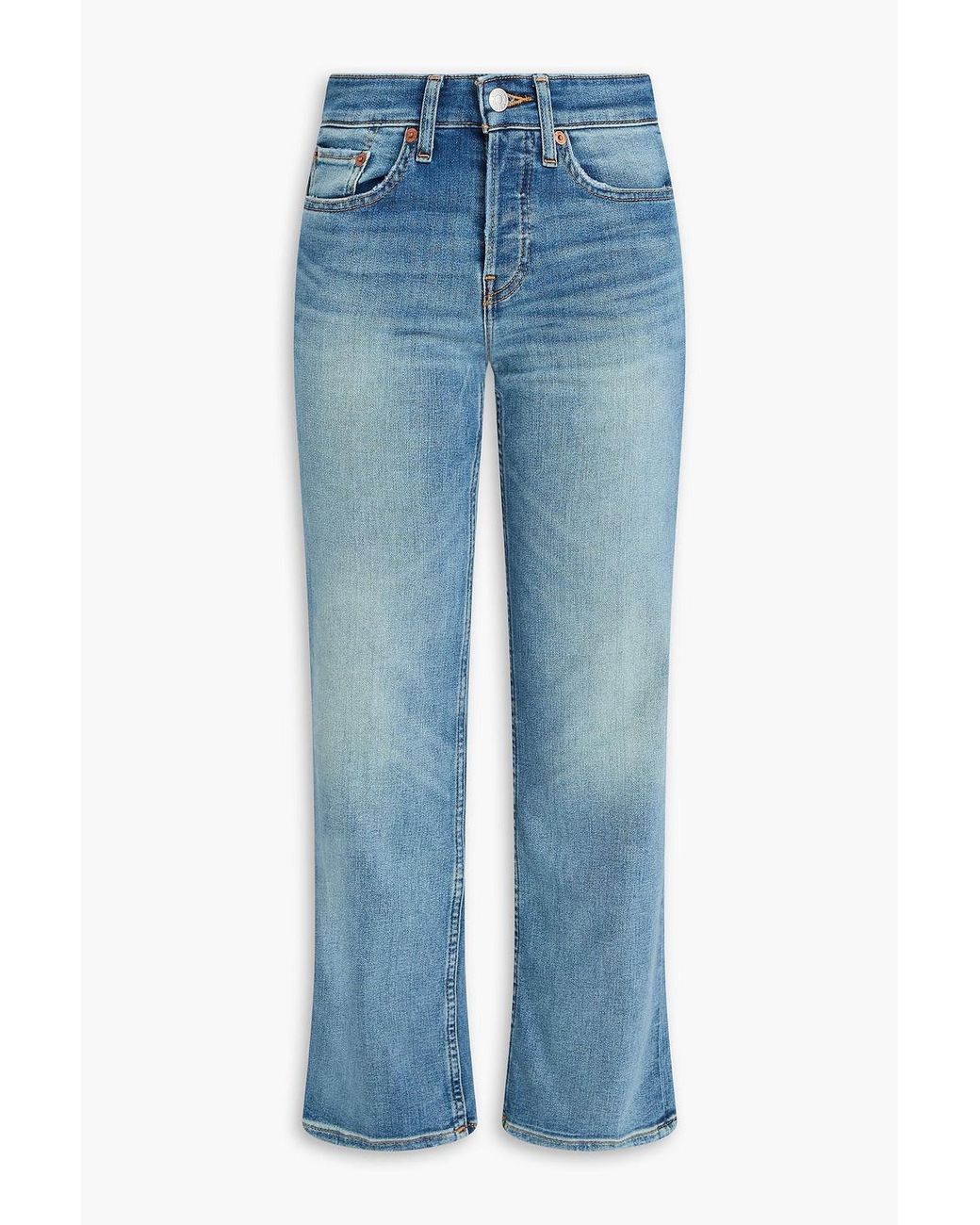 Re/done Blue High-Rise Straight-Leg Jeans