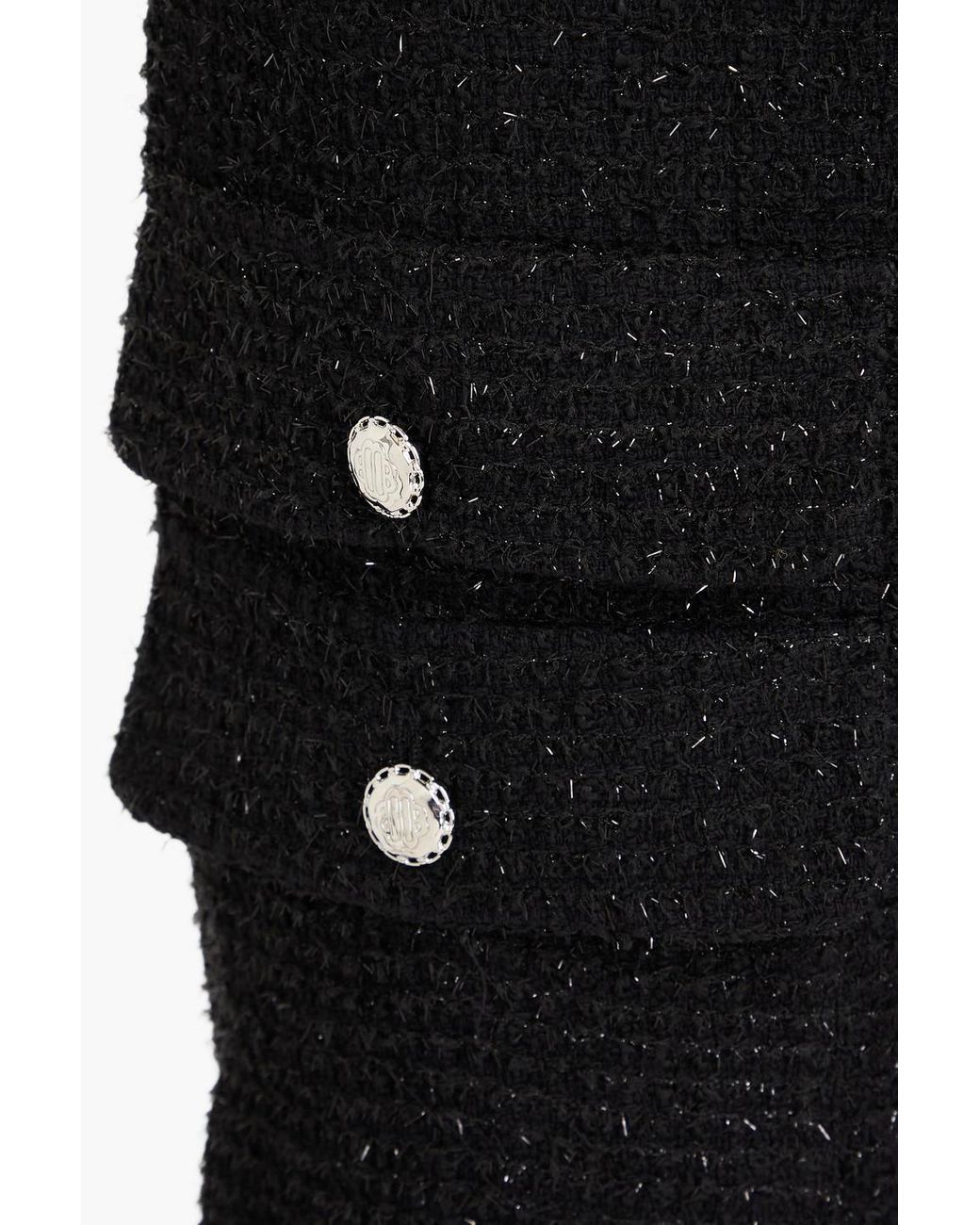 Maje Black Metallic Cotton-Blend Tweed Straight-Leg Pants