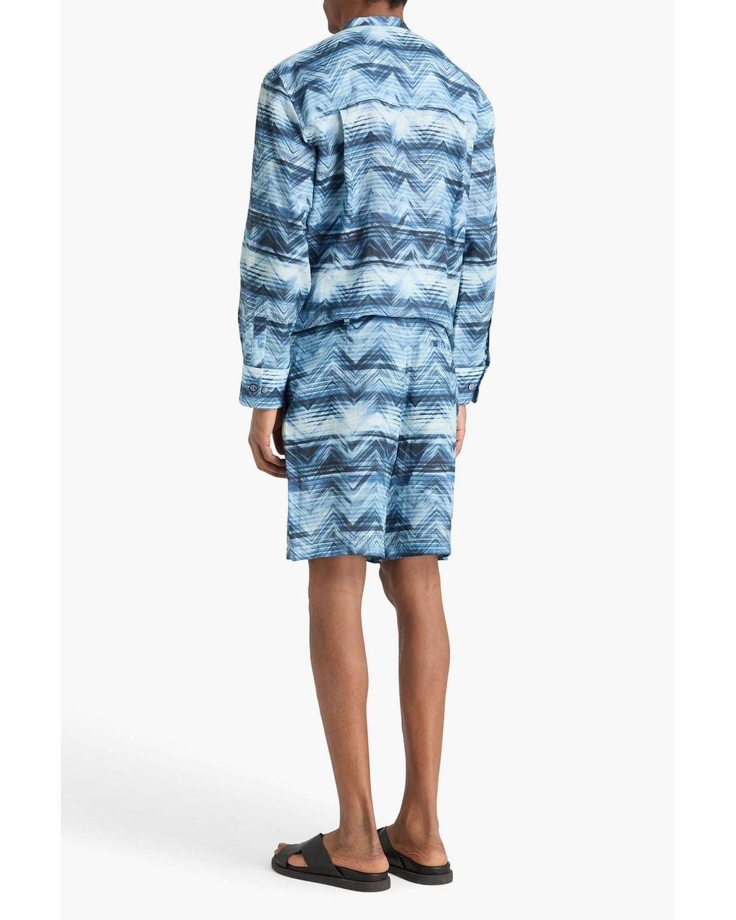Missoni Blue Printed Linen Chino Shorts for men