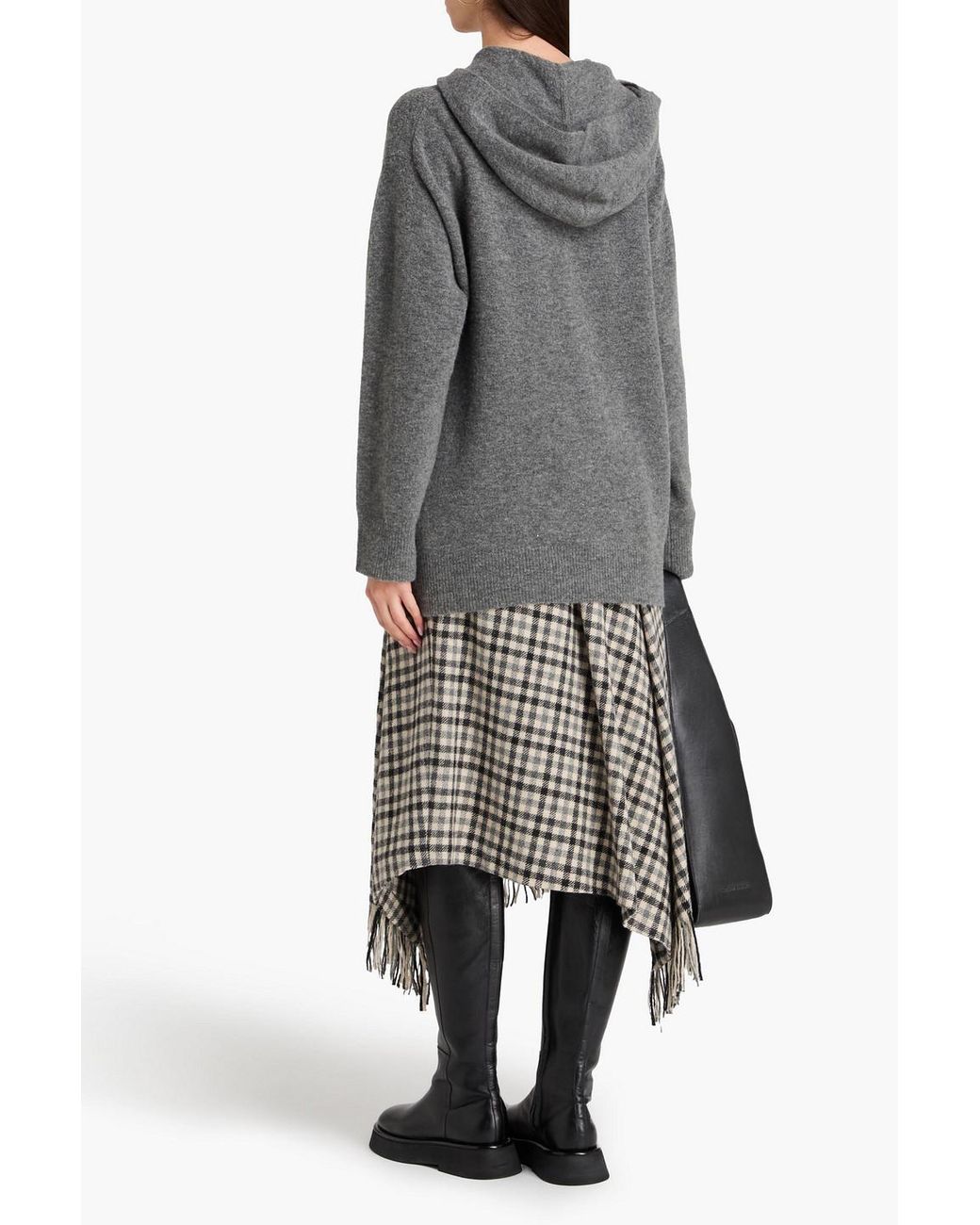 Theory Gray Mélange Merino Wool-blend Hoodie