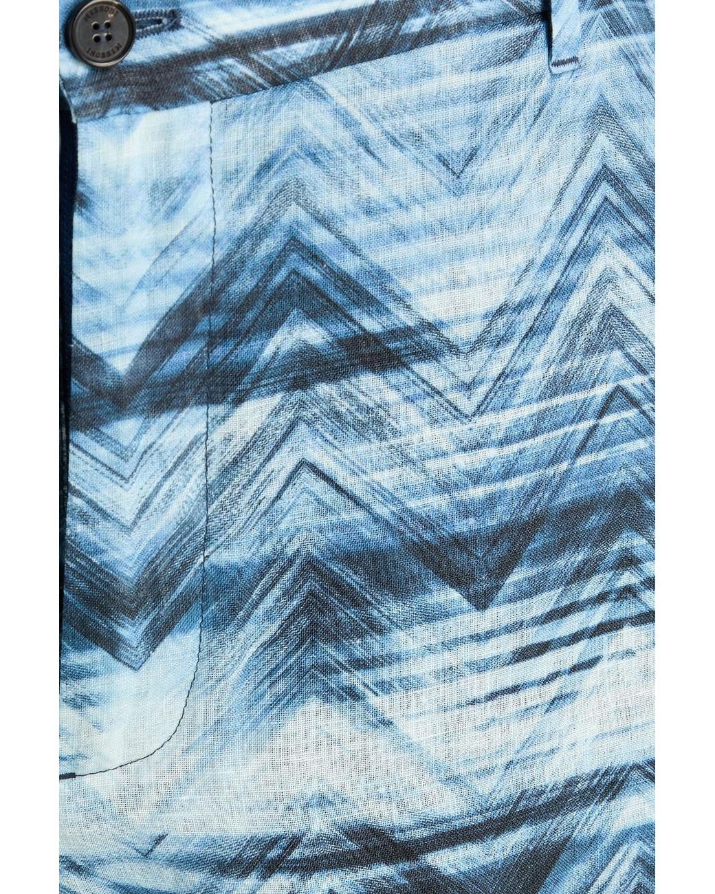 Missoni Blue Printed Linen Chino Shorts for men
