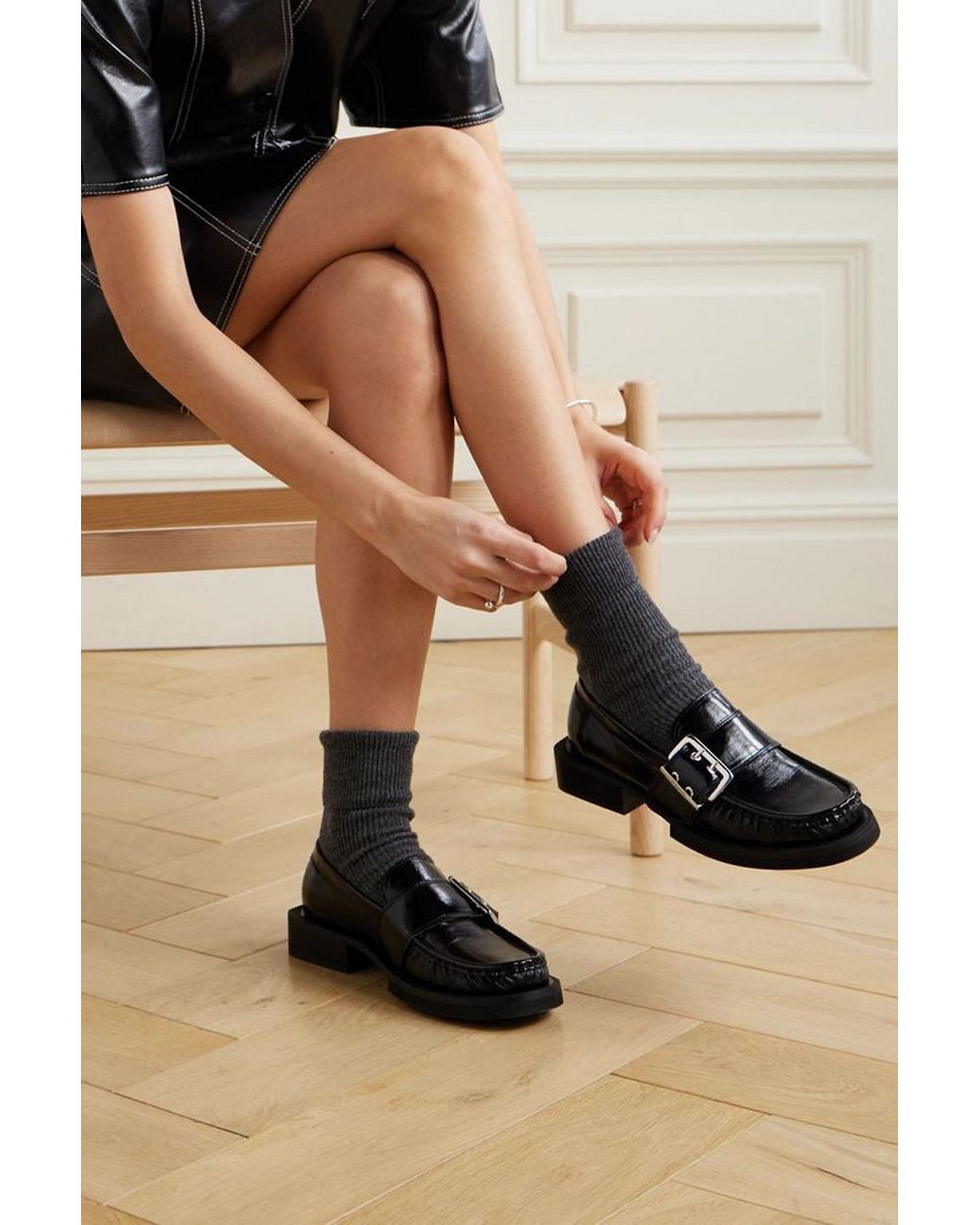 Ganni Feminine Buckle Loafers in Black | Lyst