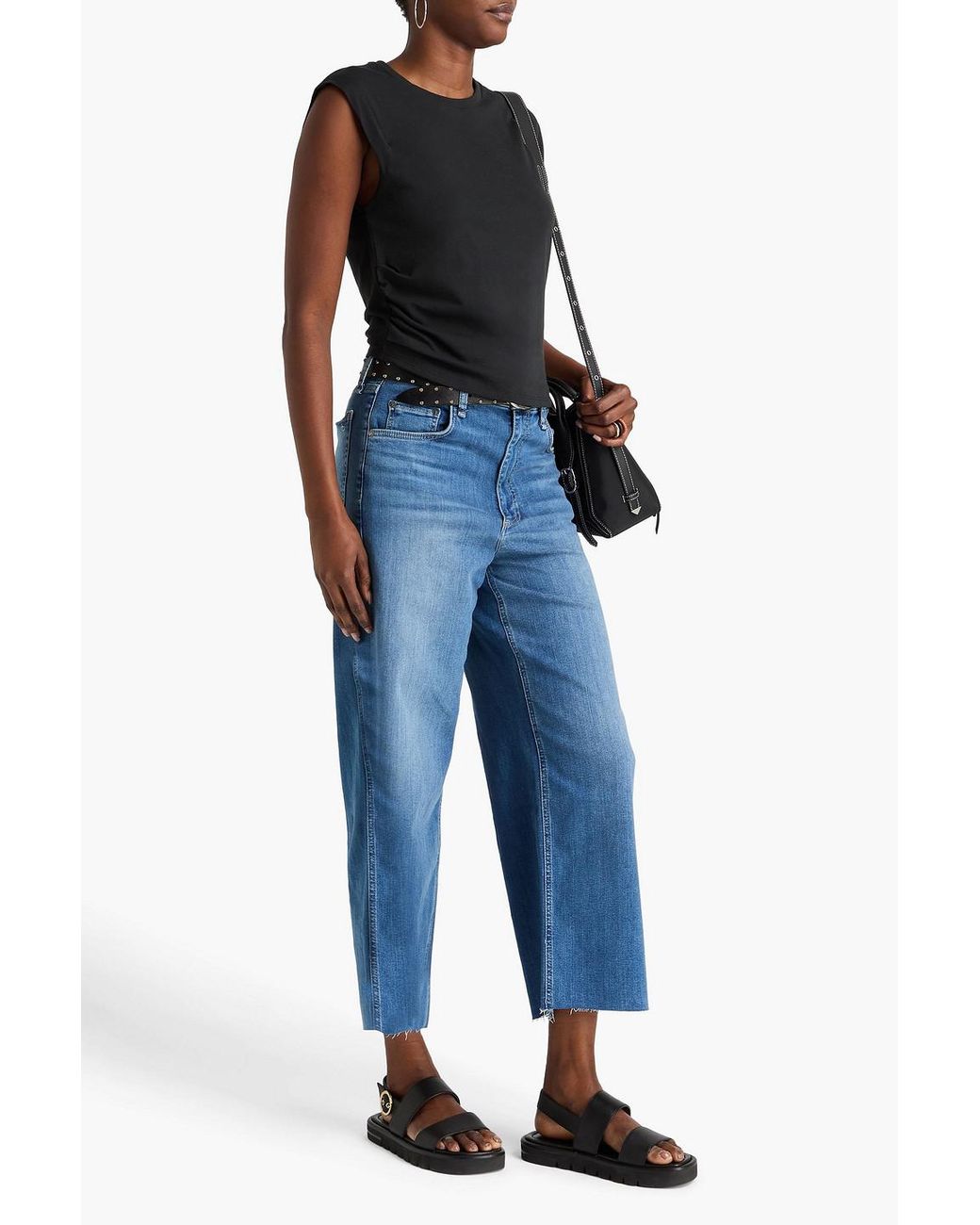 Rag & Bone Black Mica Pleated Cotton-Jersey Top