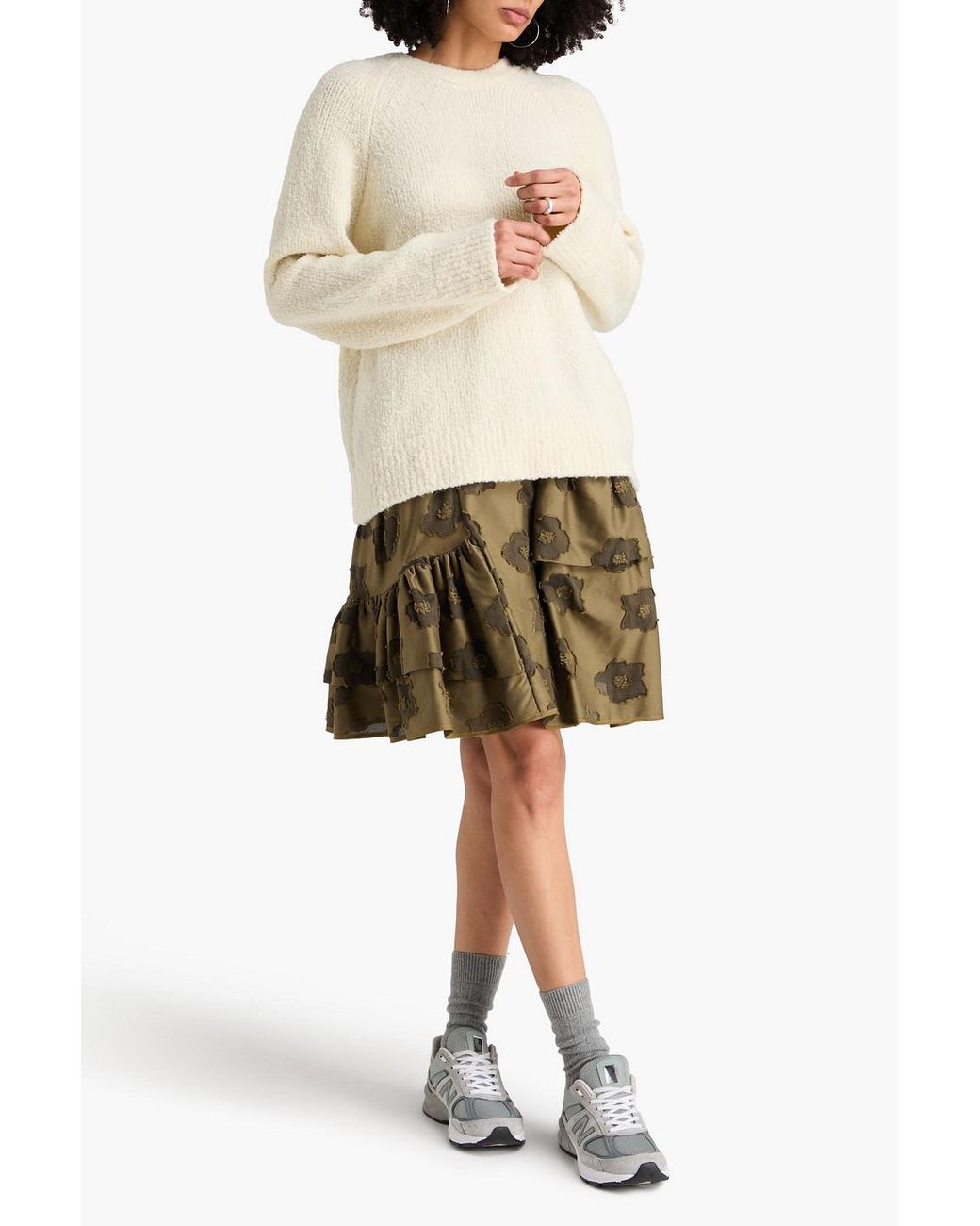 CECILIE BAHNSEN Natural Pullover "odalis" aus bouclé-strick aus einer wollmischung mit bindedetail hinten