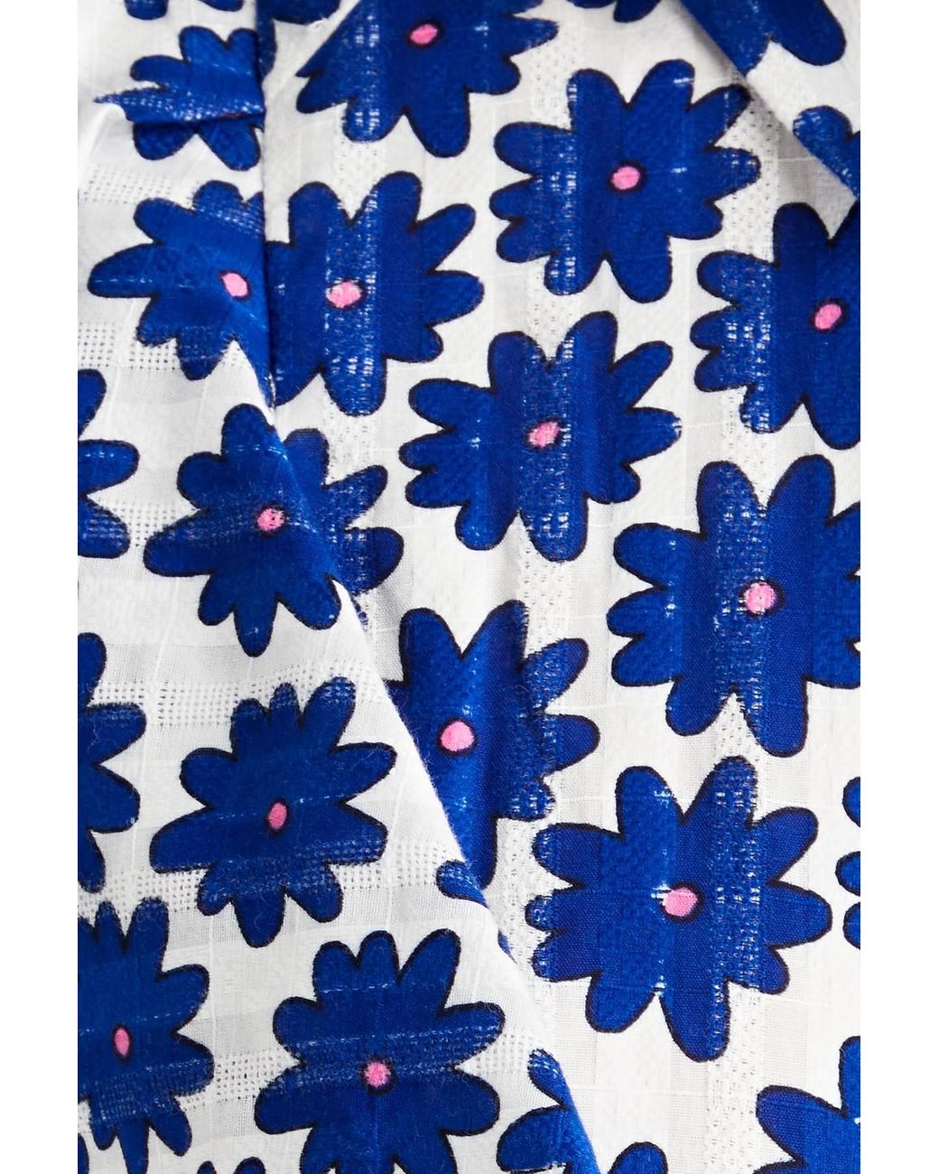 Monogram Flower Tile Long Shirt Dress Blue For Women - Fernize