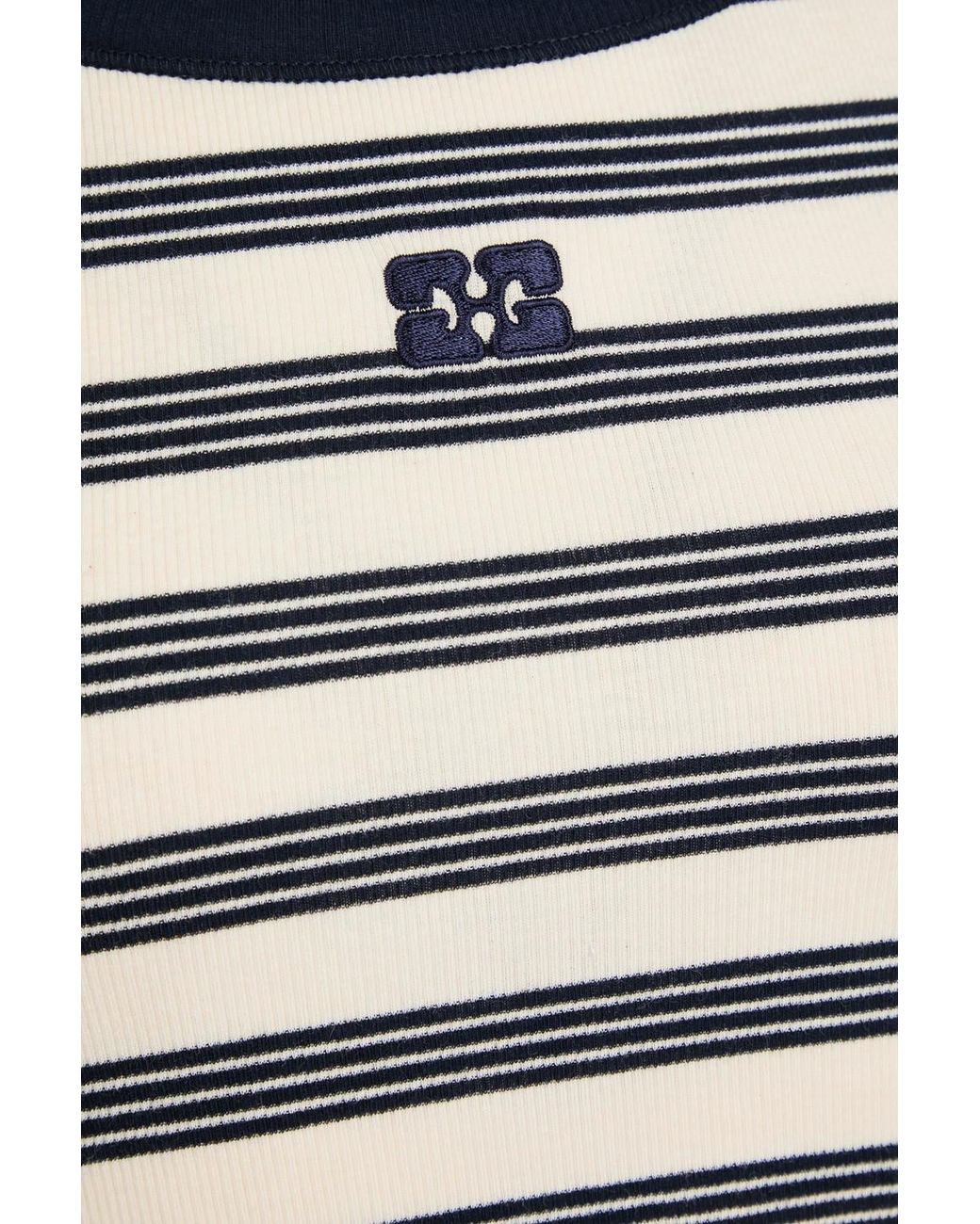 Ganni White Striped Cotton-Blend Jersey Midi Dress