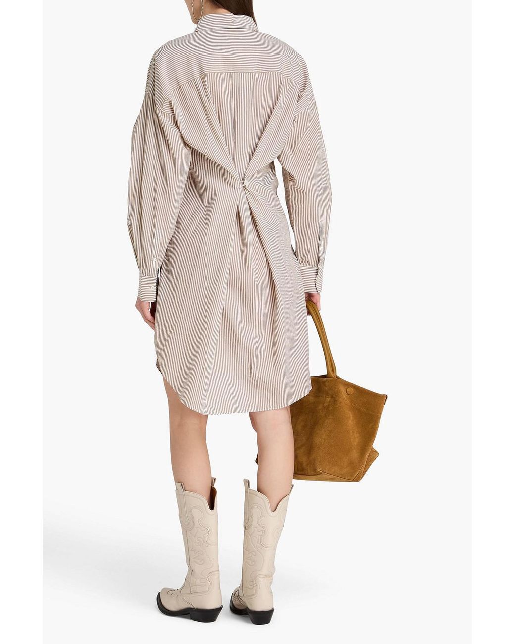 Isabel Marant Natural Striped Cotton-mousseline Shirt Dress