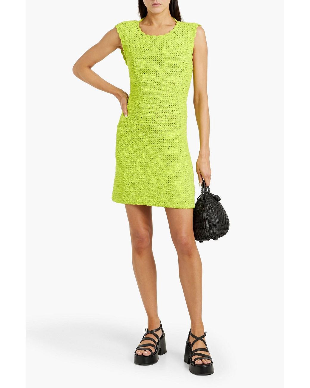 ganni green knit dress Ganni + Green Melange Knit Dress