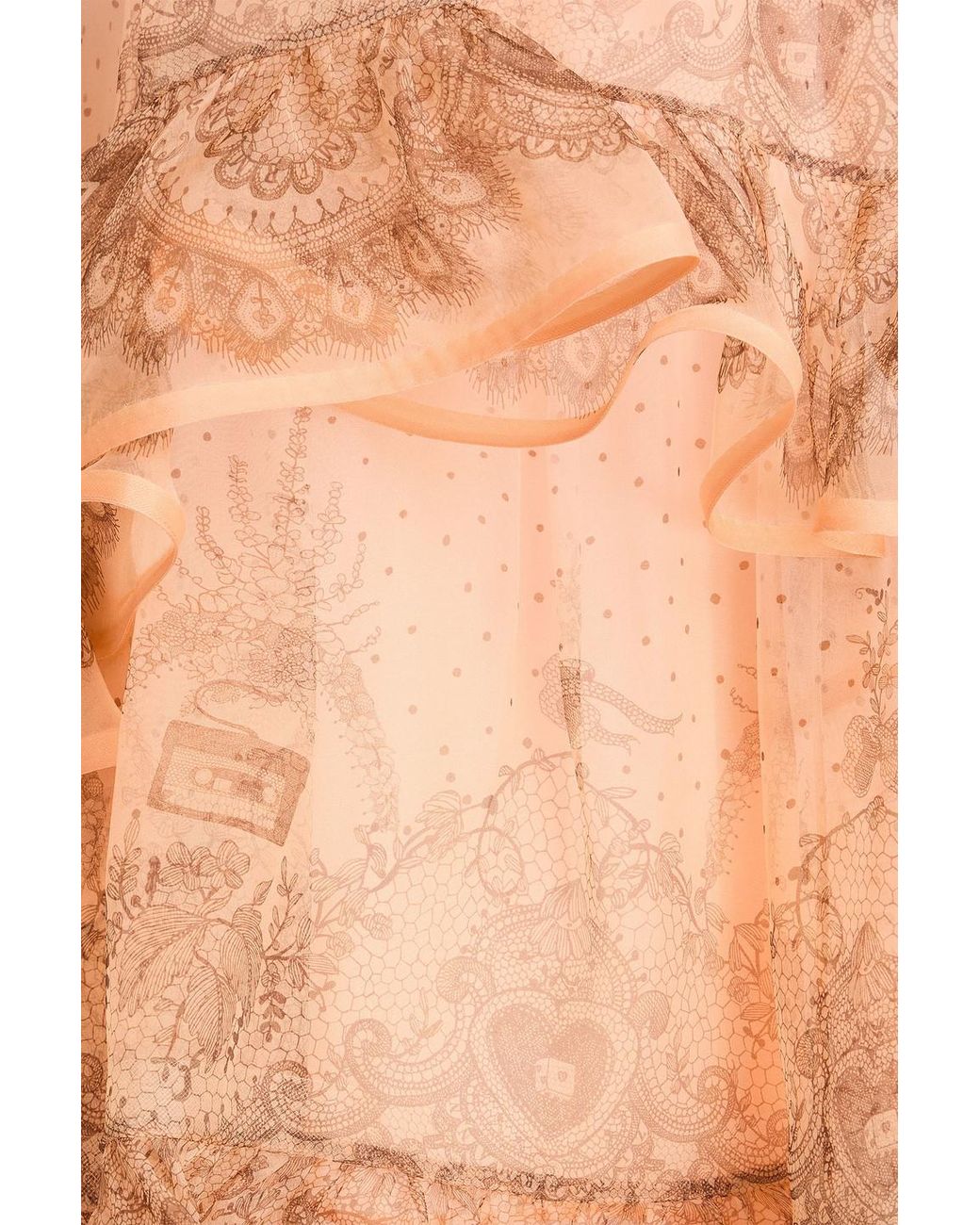 Zimmermann Orange Faux Pearl-Embellished Ruffled Paisley-Print Silk-Chiffon Mini Dress