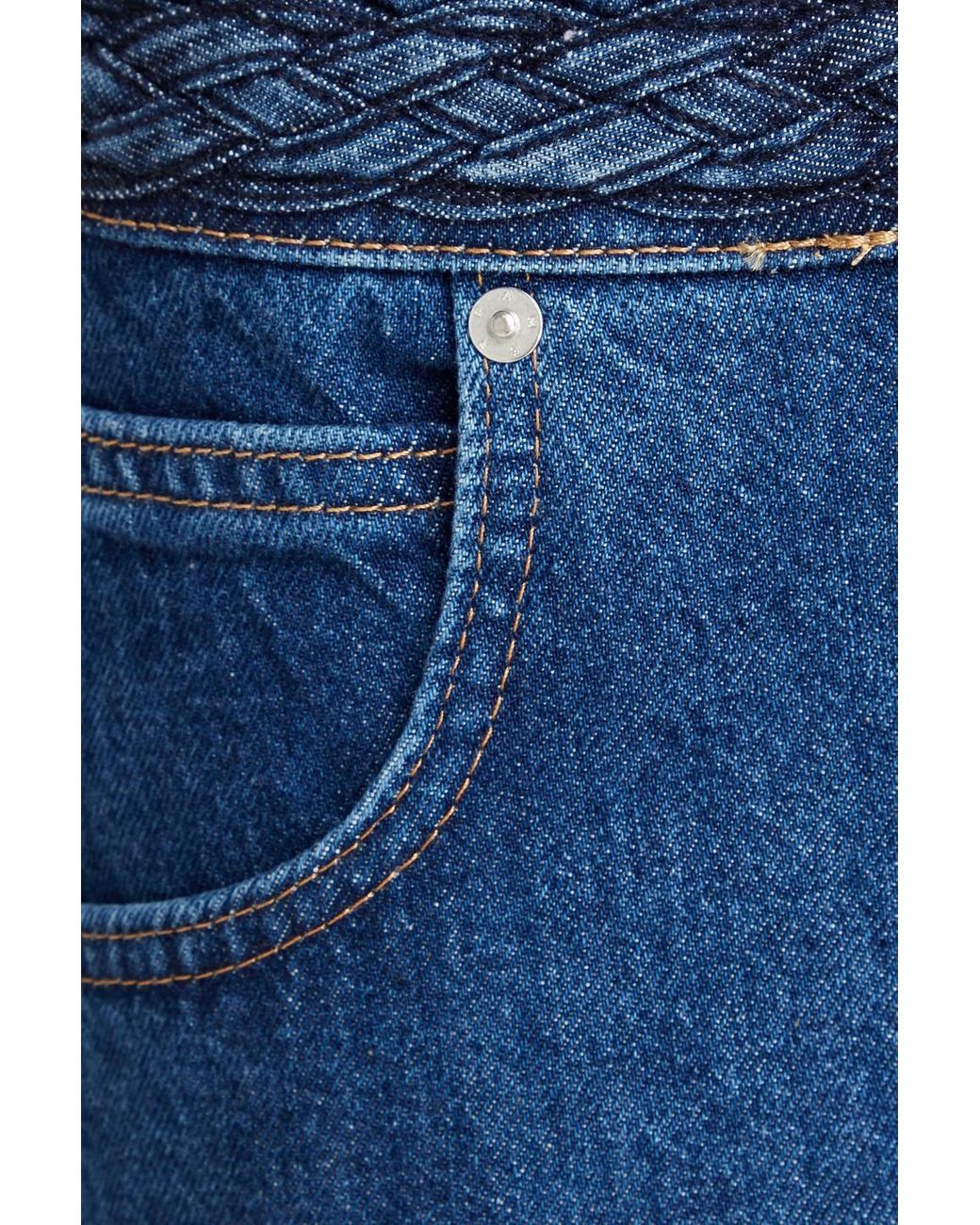 FRAME Blue Braid-Trimmed Denim Shorts