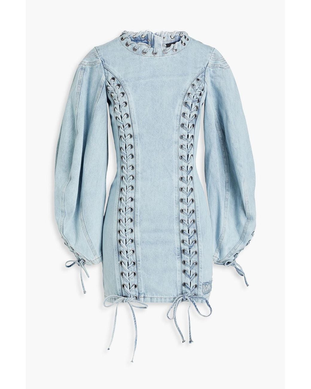 ROTATE BIRGER CHRISTENSEN Lace-up Denim Mini Dress in Blue | Lyst UK