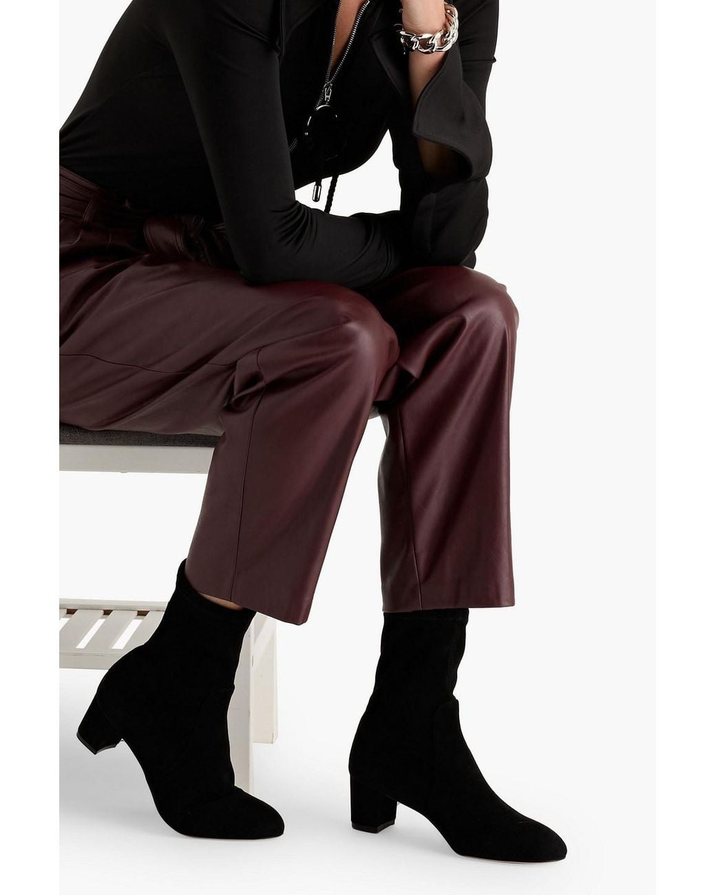Stuart Weitzman Black Sofia 50 Suede Ankle Boots