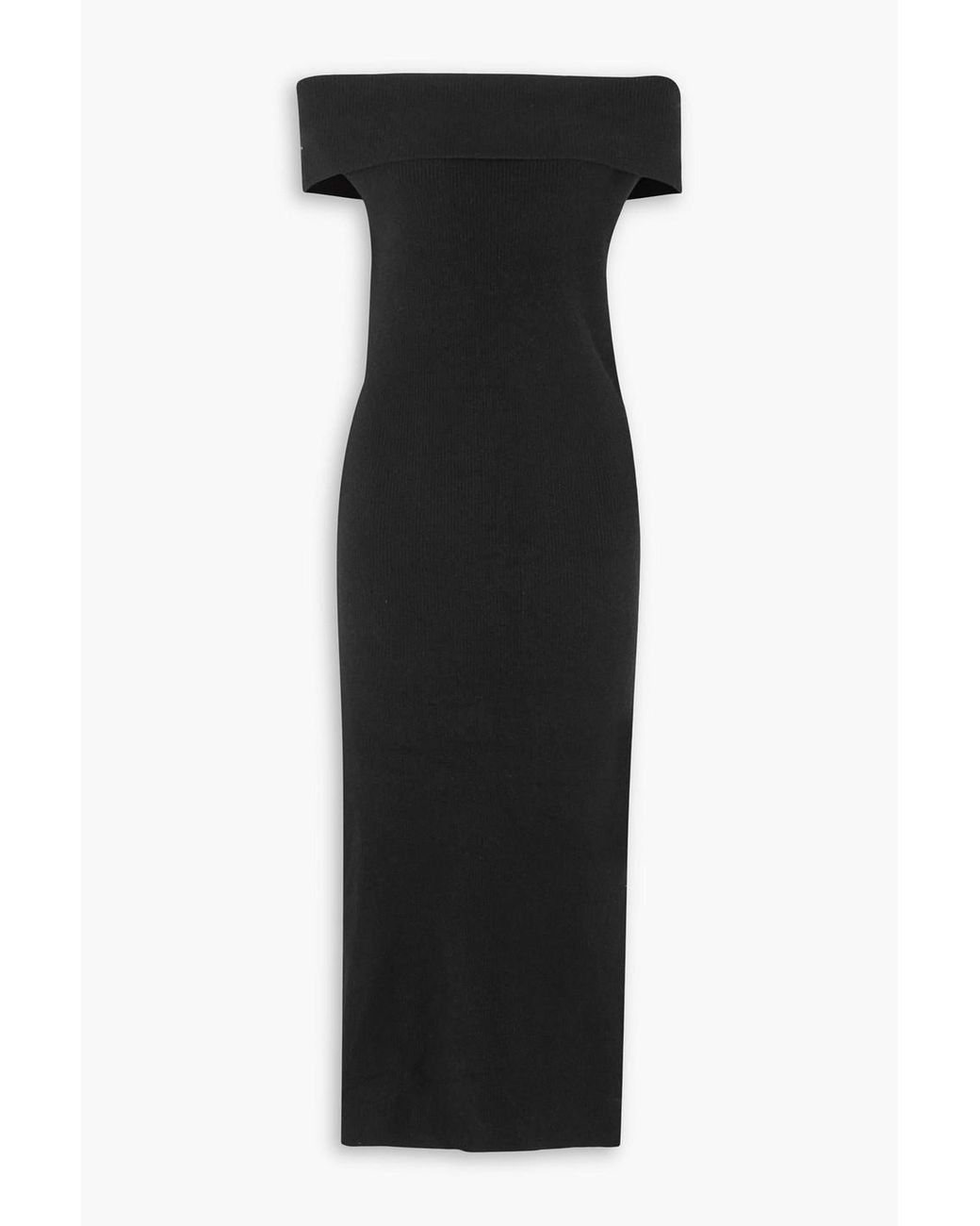 TOTEME Off-the-shoulder Ribbed-knit Midi Dress in Black