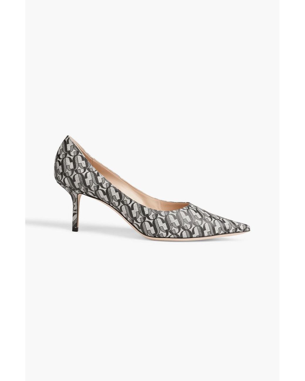 Jimmy Choo Love 65 Glittered Logoprint Leather Pumps in Metallic Lyst